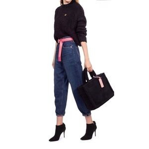 COCCINELLE Never Without Tote Faux Fur Wool Top Handle Tote Never Full Handbag